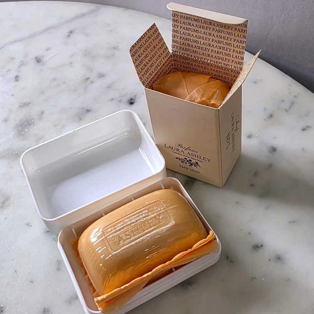 Vtg Laura Ashley No 1 Soap Bars set 2 Plastic Travel Case Original Box Sealed